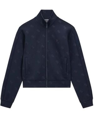 Guess 4G Logo-Pattern Zip-Up Sweater - Blue