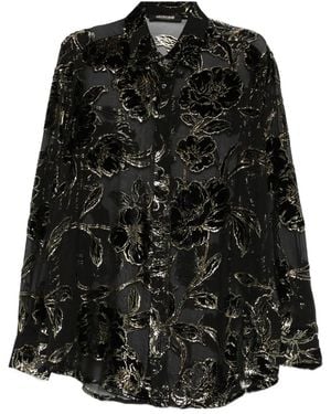 Roberto Cavalli Floral-Textured Blouse - Black