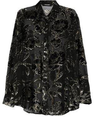 Roberto Cavalli Bluse Mit Blumenmuster - Schwarz