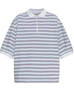Rohe Striped-Pattern Buttoned Polo Shirt - Grey