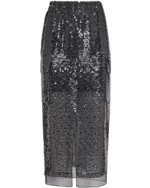 Brunello Cucinelli Sequinned High-Waist Skirt - Gray