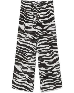 The Attico Semi-Sheer Zebra Print Trousers - White