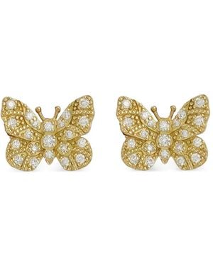 Tanya Farah 18K Butterfly Diamond And Enamel Butterfly Earrings - Metallic