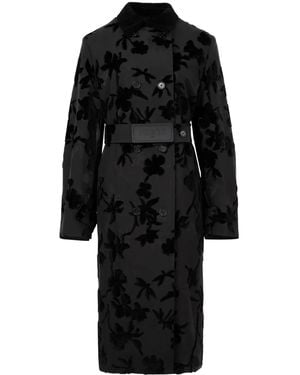 Ports 1961 Floral-Print Trench Coat - Black