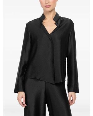 Peter Cohen Open Collar Long-Sleeved Top - Black