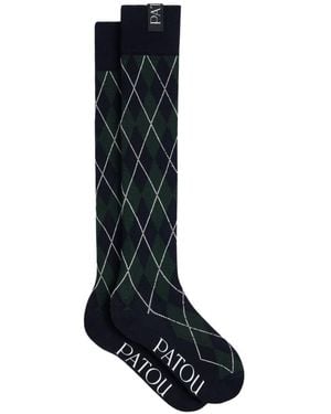 Patou Argyle-Knit Knee-High Socks - Black
