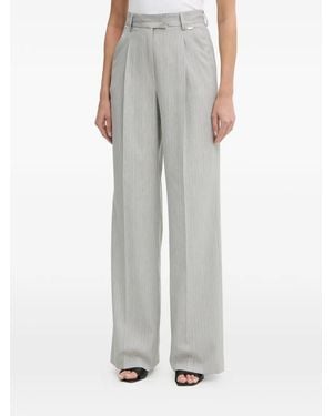 Fracomina Pleat-Detail Pinstriped Pants - Gray