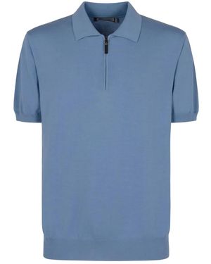 Canali Zip-Up Polo Shirt - Blue