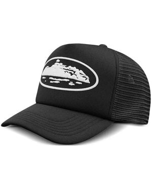 corteiz Island Puff-Print Trucker Hat - Black