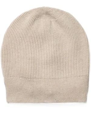 Peserico Ribbed-Knit Beanie Hat - Natural