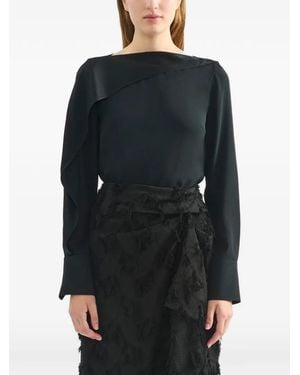 Erdem Blouse Volantée À Manches Longues - Black