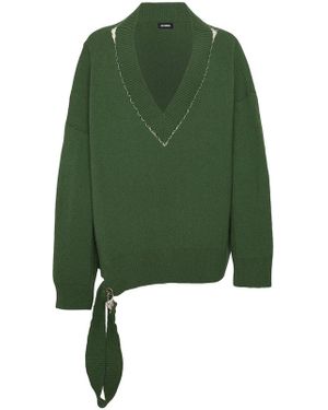 Raf Simons V-neck Oversized Jumper - Green