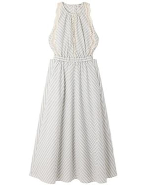 Sandro Cutout Guipure Lace And Velvet Midi Dress in Black | Lyst UK