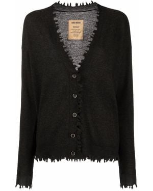 Uma Wang Frayed-Edge Cashmere Cardigan - Black