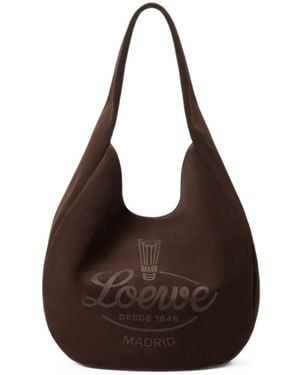Loewe Roomy Tasche Aus Wildleder Und Leder - Braun