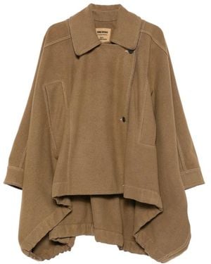 Uma Wang Oversized Asymmetric-Hem Cape - Natural
