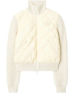 Burberry Check-Stitch Nylon And Wool Jacket - Natural