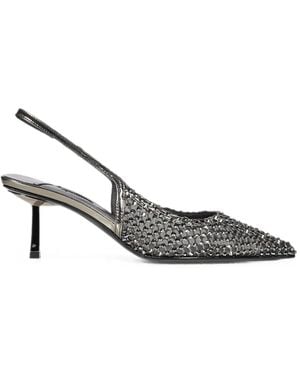 Le Silla Crystal-Embellished Mesh Pumps - Metallic