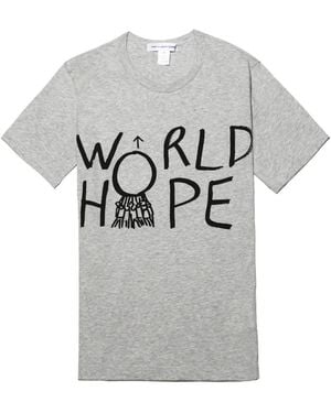 Comme des Garçons Front-Print Cotton T-Shirt - Grey