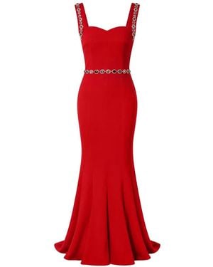 Dolce & Gabbana Crystal-Embellished Mermaid-Silhouette Maxi Dress - Red