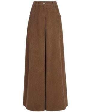 Brunello Cucinelli Stretch Cotton And Cashmere Corduroy Five-Pocket Maxi Trousers With Monili - Brown