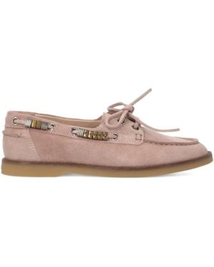 Pinko Suede Moccasins With Jewel Details - Pink