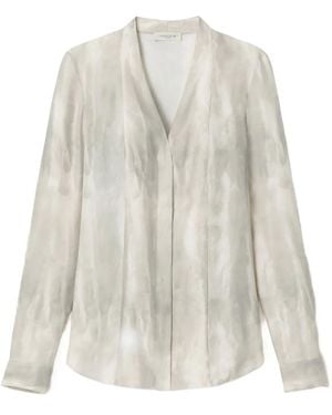 Lafayette 148 New York Blouse Met Tie-Dye Patroon - Wit