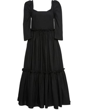 Cara Cara Puff-sleeve tiered dress - Negro