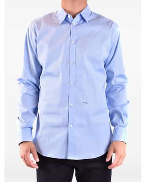 DSquared² Logo-Print Button-Up Shirt - Blue