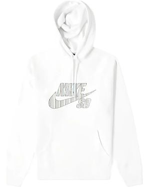Nike Striped-Logo Hoodie - White