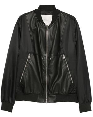 Yes London Leather-Panelled Bomber Jacket - Black