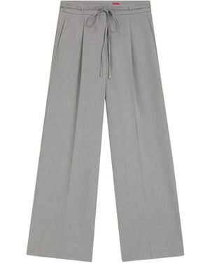 HUGO Drawstring-Fastening Pleated Trousers - Grey