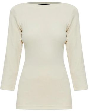 Fabiana Filippi Three-Quarter Sleeve Boat-Neck Top - White