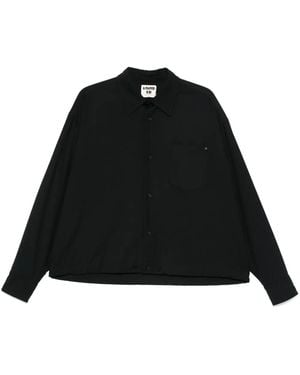 A PAPER KID Drawstring Hem Button-Down Shirt - Black
