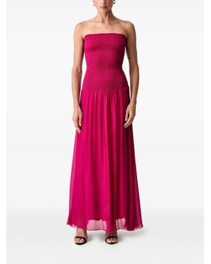 Haveone Shirred Strapless Maxi Dress