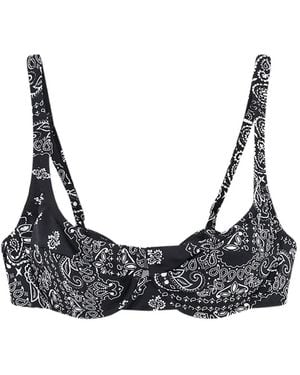 MC2 Saint Barth Amira Bandana-Print Underwired Bikini Top - Black
