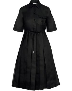 Moncler Drawstring Pleated Midi Dress - Black