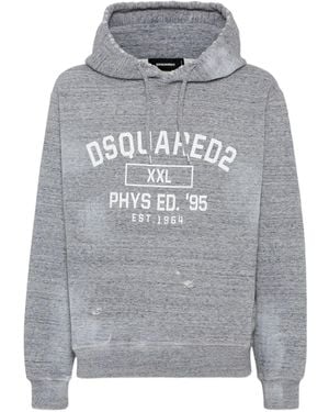 DSquared² Logo-Print Hoodie - Grey