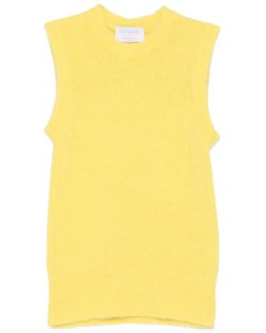 Daniele Fiesoli Crew Neck Knitted Vest - Yellow