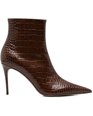 Paris Texas Vera Leather Ankle Boots - Brown