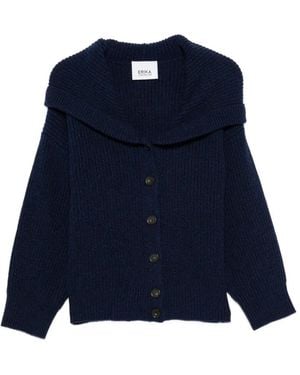 Erika Cavallini Semi Couture Donato Ribbed-Knit Hooded Cardigan - Blue