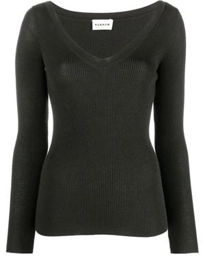 P.A.R.O.S.H. Gerippter Pullover Mit V-Ausschnitt - Schwarz