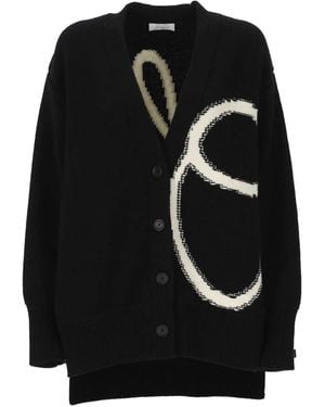 Off-White c/o Virgil Abloh Logo-Intarsia Wool Cardigan - Black