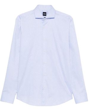 BOSS Micro-Pattern Long-Sleeve Shirt - White