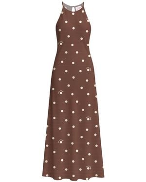 MC2 Saint Barth Maxi Polka-Dot Halterneck Dress - Brown