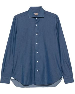 Barba Napoli Cutaway-Collar Long-Sleeve Shirt - Blue