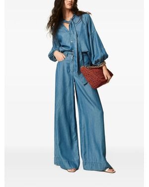 Twinset Denim Shirt With Bow - Blue