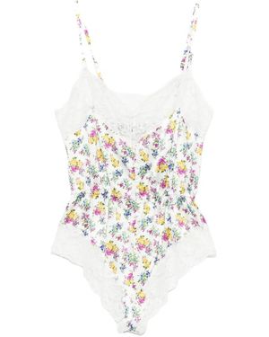Dolce & Gabbana Floral-Print Lace-Trim Playsuit - White