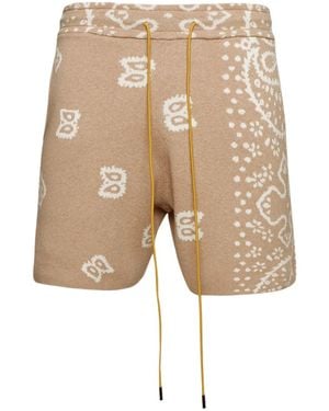 Rhude Bandana-Print Knit Shorts - Natural