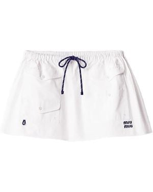 Miu Miu Poplin Miniskirt - White
